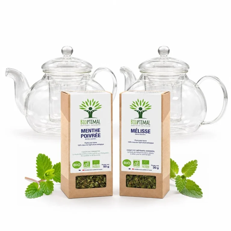 Set para compartir té de hierbas - 2 teteras de vidrio y 2 infusiones orgánica