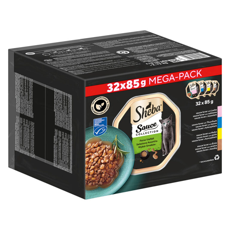 Sheba Multirreceta 96 x 85 g en sobres o tarrinas comida húmeda para gatos - Sauce Lover (salmón, atún, pollo, pato)