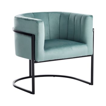 Sillón De Estilo Glamuroso De Terciopelo Verde Menta Y Con Estructura De Metal Negra Larvik