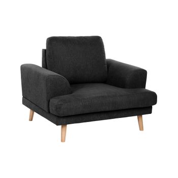 Sillón Estilo Moderno De Tela Reposabrazos Curvados Anchos Sala De Estar Negro Kildal