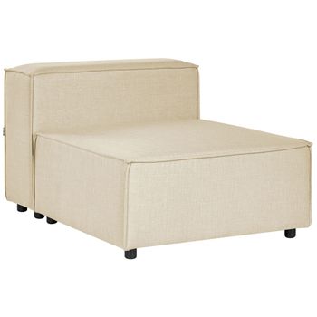 Sillón Modular 1 Plaza Asiento Acolchado Patas Negras Tapicería De Lino Poliéster Beige Aprica
