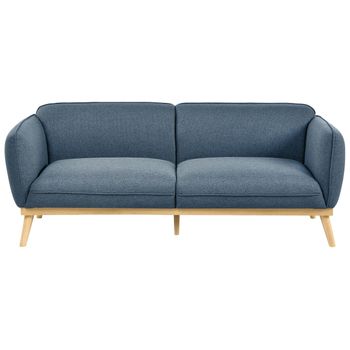 Sofá 3 Plazas Estilo Escandinavo Con Patas Cónicas De Madera Tapizado Fácil De Limpiar Azul Ljung