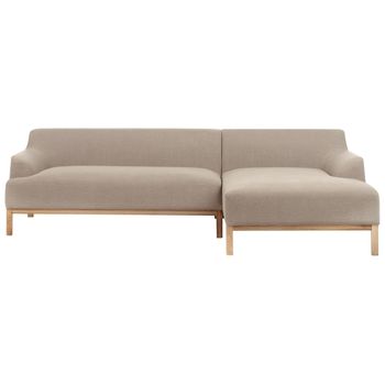 Sofá Esquinero Elegante Tela Poliéster Patas De Madera Sala De Estar Gris Pardo Izquierdo Sosjo