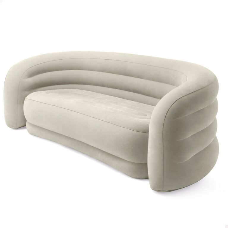 Sofá Hinchable Intex Curve Beige para 3 Plazas, 229x109x81 cm, PVC Resistente con Superficie Aterciopelada, Máx. 200 kg