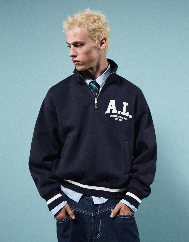 Sudadera Media Cremallera Parche Marino