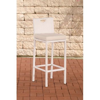 Taburete Alto De Exterior Mari Con Cojín Plástico Blanco 44x40x108 Cm Clp