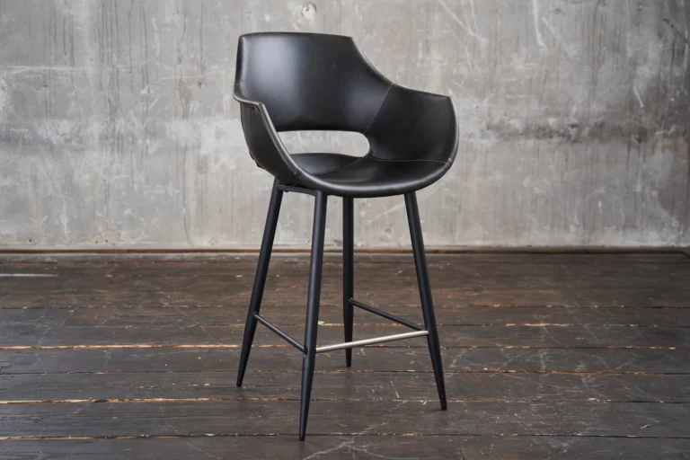 Taburete de bar KAWOLA ZAJA Silla de bar Altura del asiento 76 cm Piel sintética negra