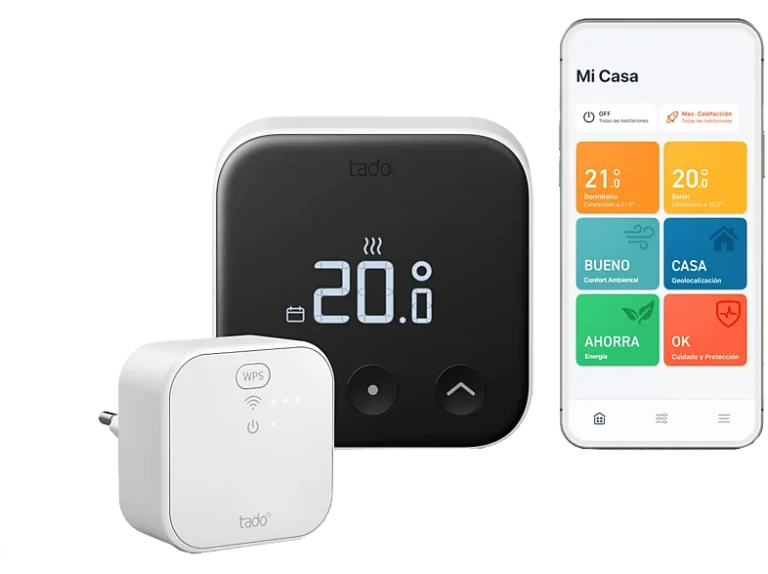 Termostato - Tado Inteligente X (Kit de inicio), Cableado, Compatible con la mayoría Calderas y Bombas calor, Negro/Blanco