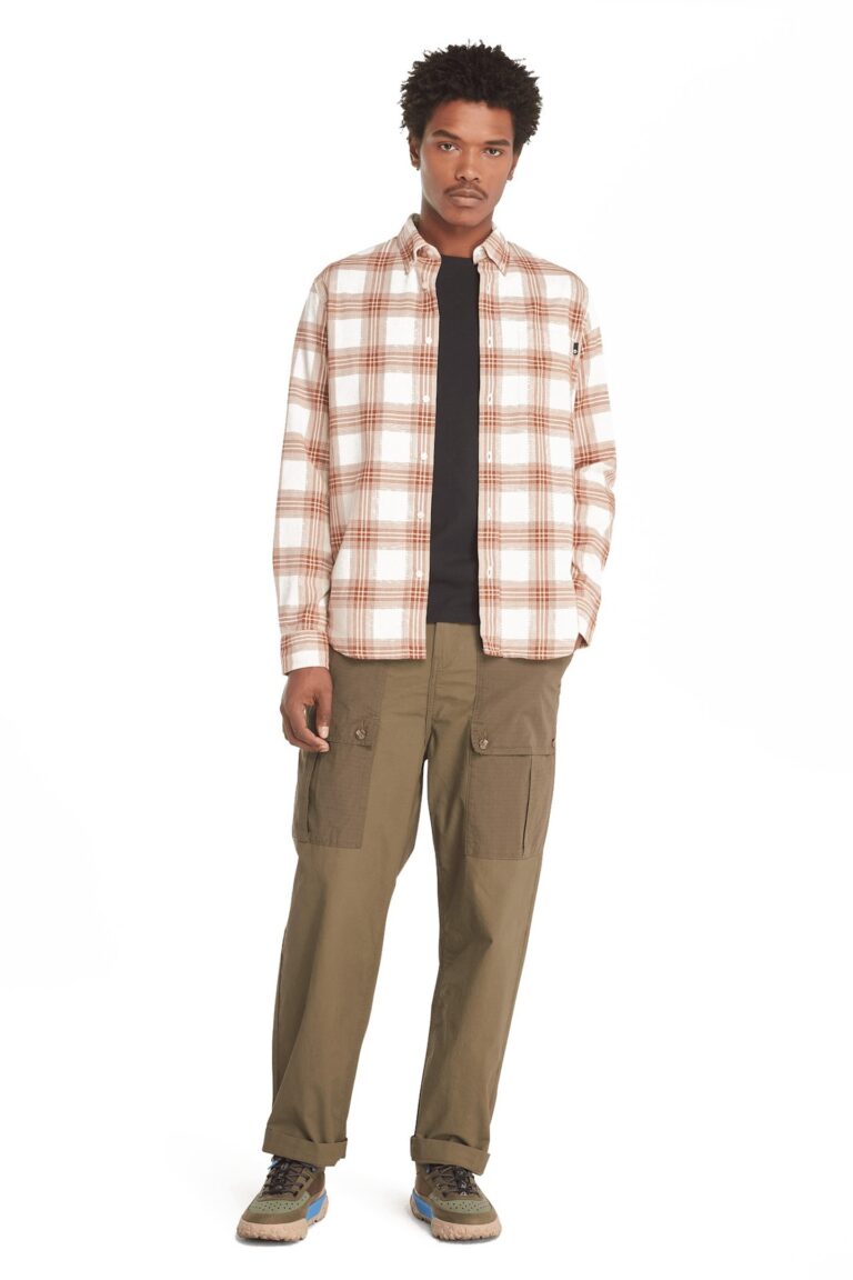 Timberland Ls Solucell Tartan Shirt Regular White Smoke Yd | Camisas Casuales Outlet | Hombre | Gris