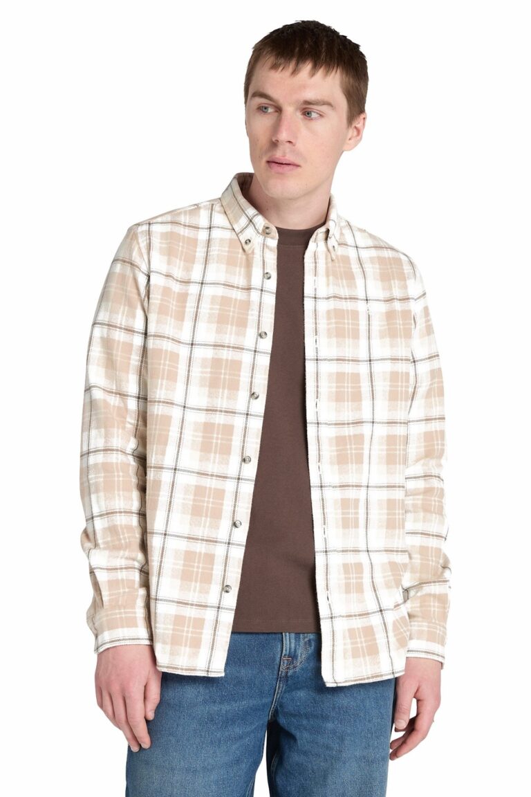 Timberland Midweight Flannel Check Shirt Angora Yd | Camisas Casuales Outlet | Hombre | Gris