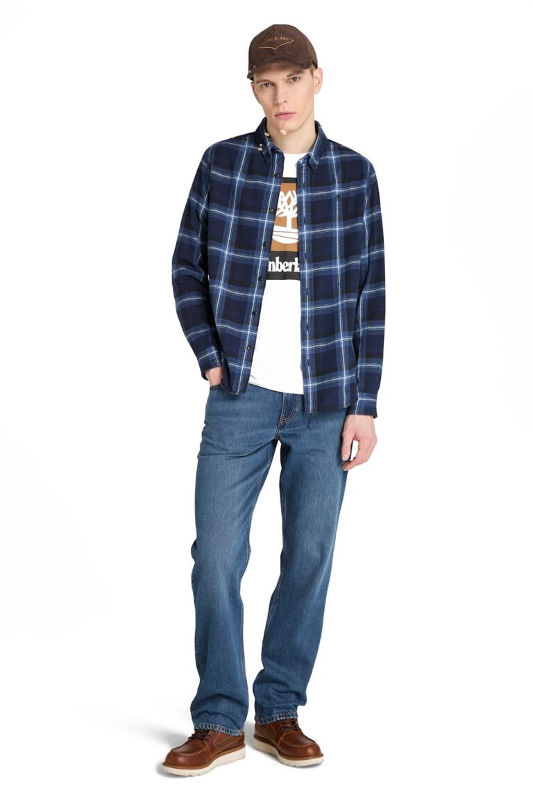 Timberland Midweight Flannel Check Shirt Peacoat Yd | Camisas Casuales Outlet | Hombre