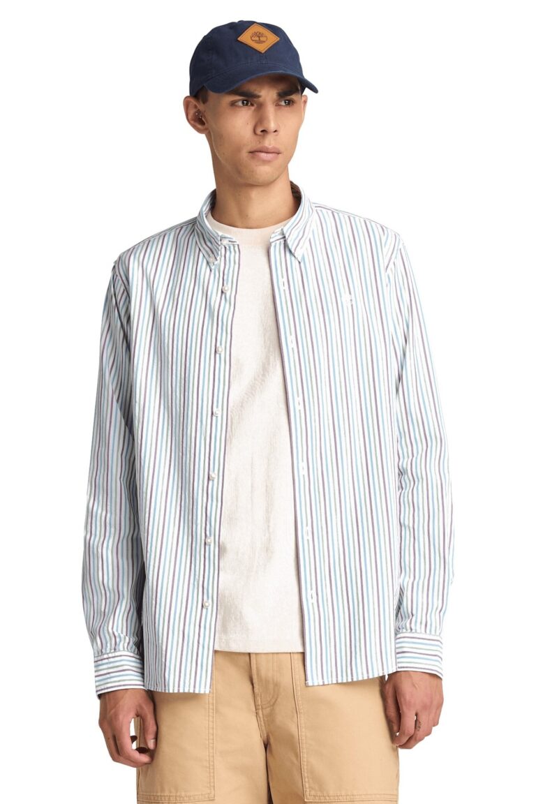 Timberland Striped Shirt White Yd | Camisas Casuales Outlet | Hombre | Blanco