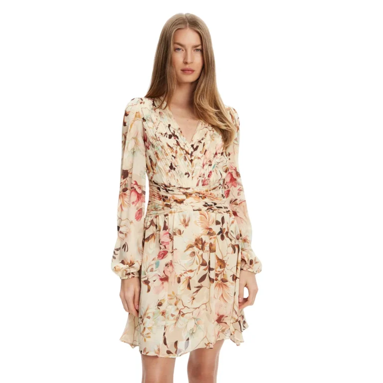Vestido plisado de manga larga mujer Guess Romina