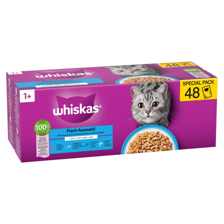 Whiskas en bolsitas 96 x 85 g - Megapack Ahorro - 1 + años Selección de pescado en gelatina