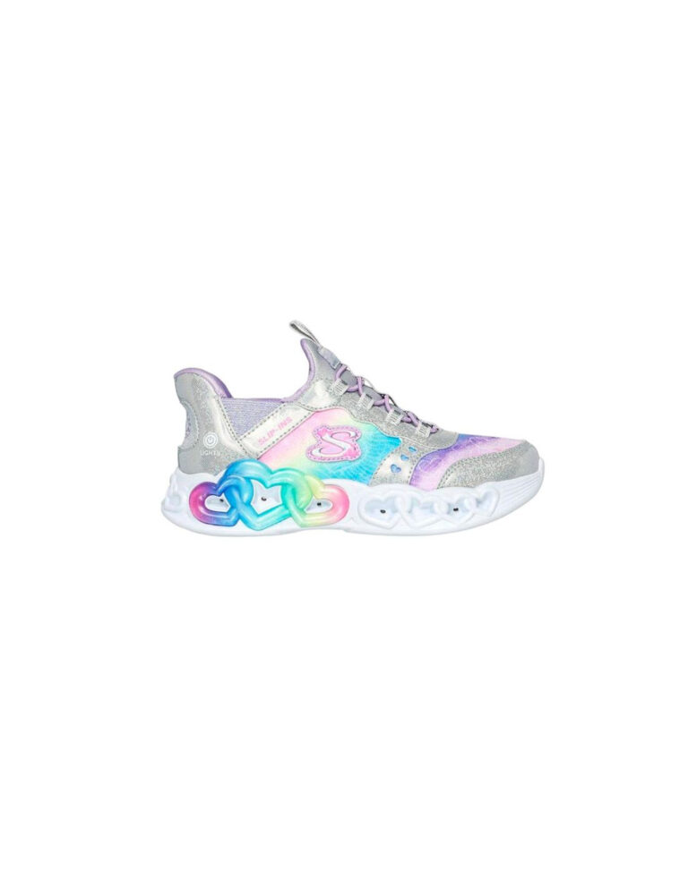 Zapatillas Skechers Infinite Heart Lights - Etern Silver Multi Disco Shinny Synthetic Niña
