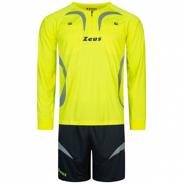 Zeus Hombre Conjunto de árbitro Camiseta con pantalón corto Amarillo Neón