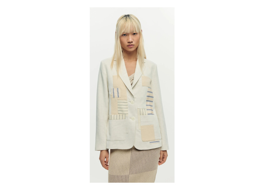 Desigual Americana patchwork blanca, Mujer, Viscosa, Blanco