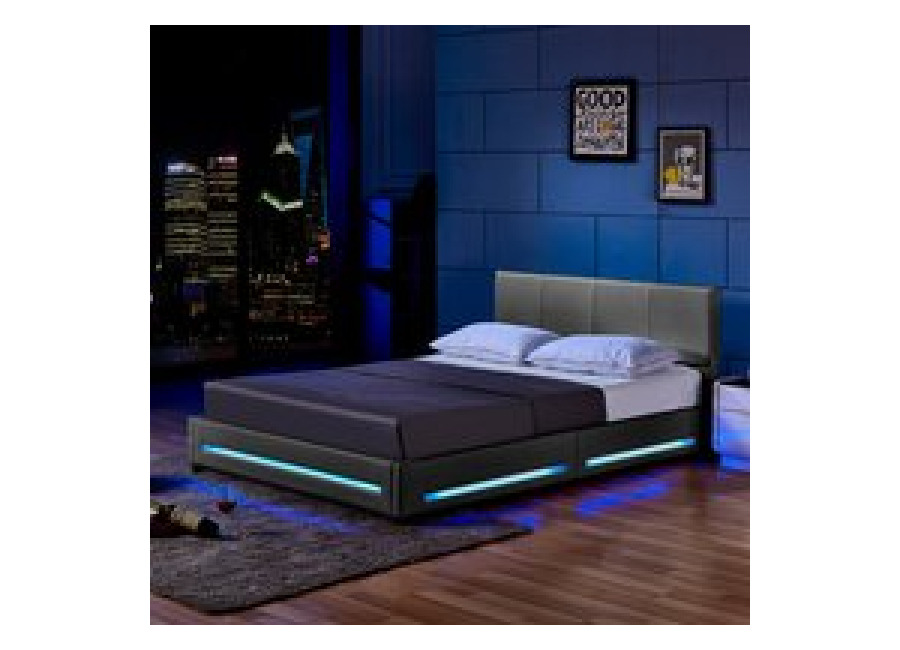 Home Deluxe Cama LED ASTEROID – 140 x 200 cm gris oscuro