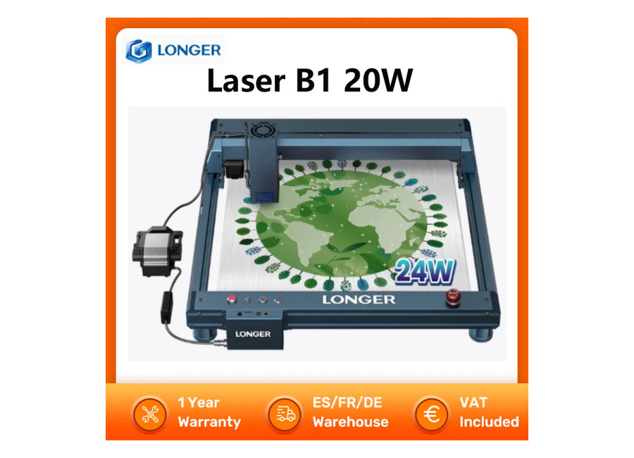 LONGER-máquina cortadora de grabado láser B1, 20W, asistencia de aire automática, Control Wifi, 450x440mm, tecnología láser…
