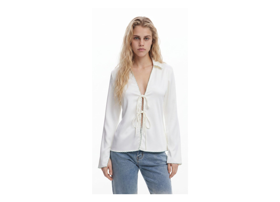 Desigual Blusa Seventies, Poliester, Blanco