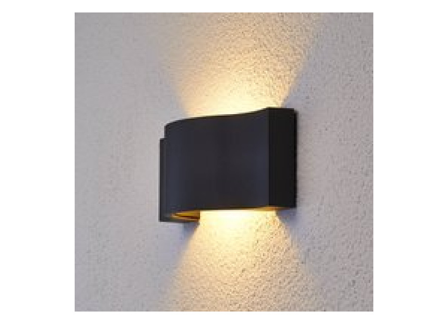 Aplique de pared LED Lucande Jace, antracita, metal, 28 cm, IP54