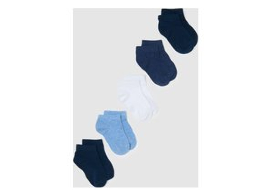 Ovs KIDS, Pack Múltiple De Calcetines Cortos De Algodón Elástico Multicolor Para Niños, Niño, Azul/Blanco, Talla: 28/30