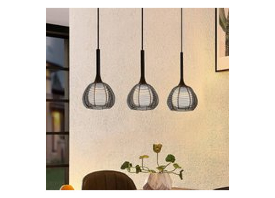 Lucande Tetira colgante, 3 luces, largo, negro