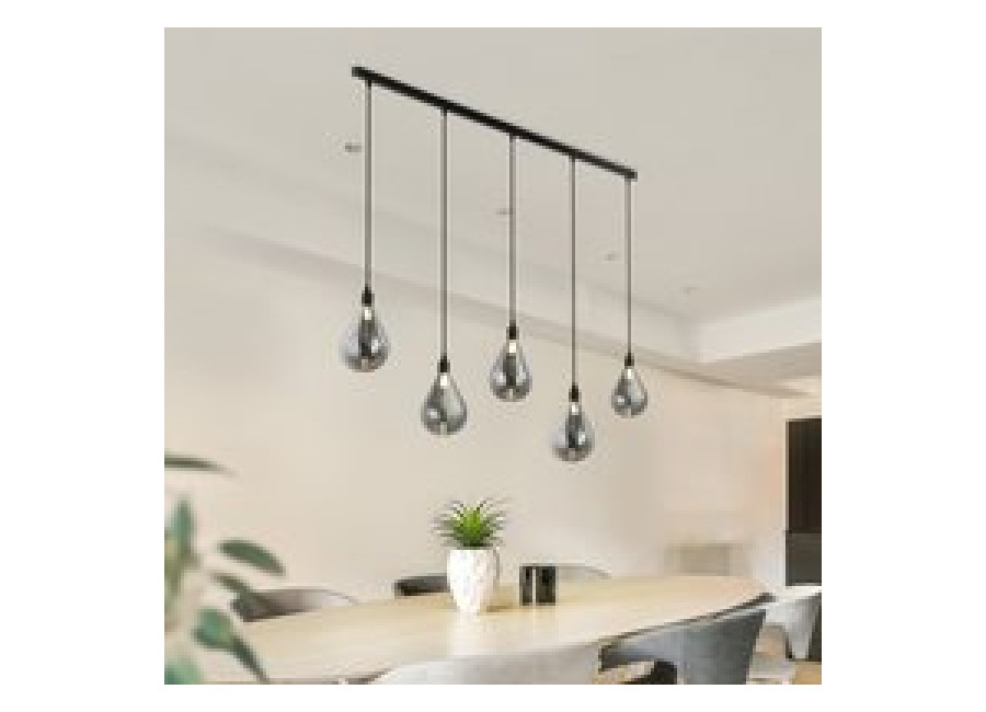 Home Deluxe Lámpara colgante de cristal CELIA gris humo – 5 luce