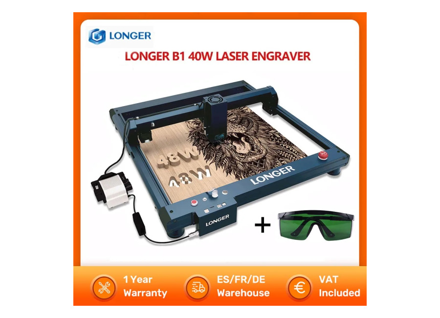 Cortador de grabado láser LONGER B1 40W 36000 mm/min tecnología láser de diodo de alta velocidad…