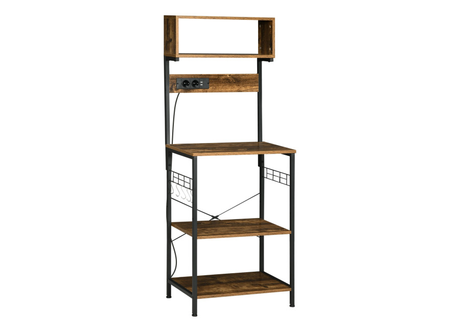 Soporte de cocina HOMCOM para unidad de almacenamiento industrial, estante para microondas, 60x42x cm, marrón rústico