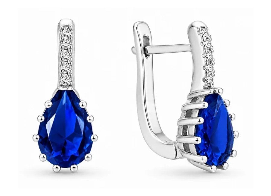 Beneto Pendientes de plata con cristal azul
