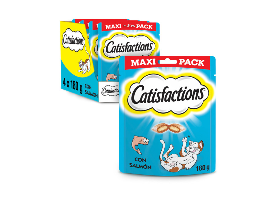 Catisfactions 4 bolsitas x 180 g Catisfactions Premios de Salmón para Gatos ¡Pack ahorro!
