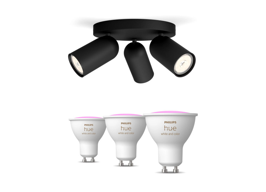 Philips Hue Philips Pack: X3 Focos Philips Pongee (negro) + 3 Bombillas Hue Gu10 Rgb