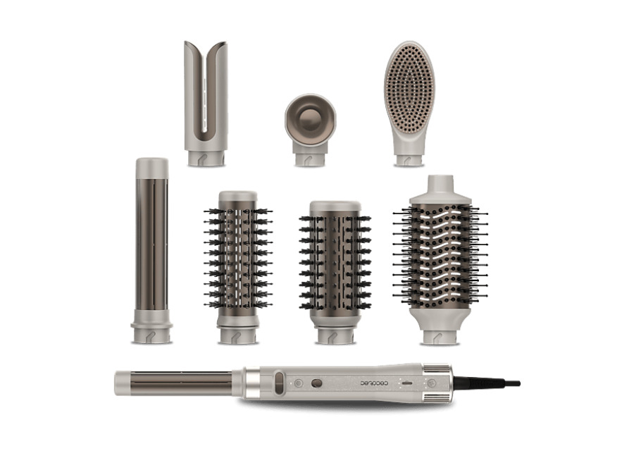 Cecotec Moldeador – Cecotec CeramicCare 8in1 AirGlam Gyro, Tecnología iónica, Temperatura Controlada, 8 Cabezales, Champagne