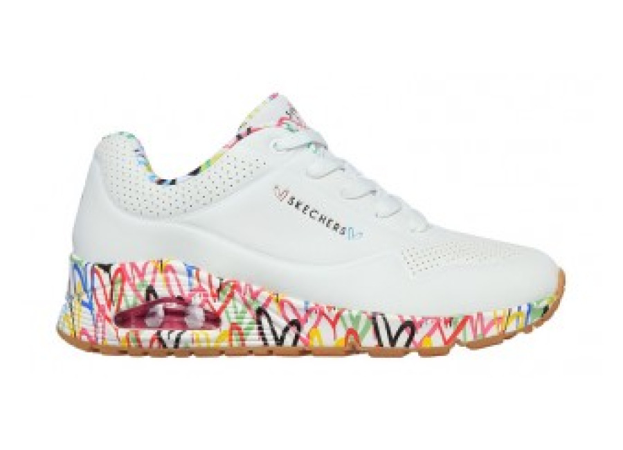 Skechers para mujer. 155506 Zapatillas Uno Loving Love blanco (36), Tela, Plano, Cordones, Casua