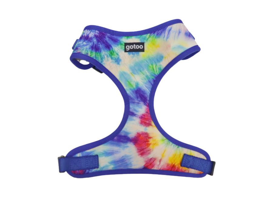 Gotoo Arnes ajustable estampado azul tie dye para perro