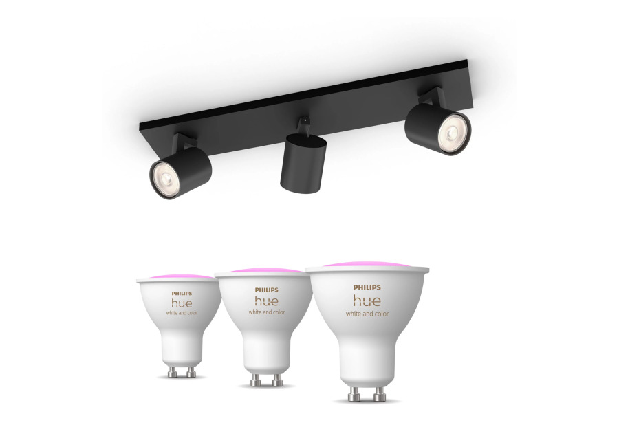Philips Hue Philips Pack: X3 Focos Philips Runner (negro) + 2 Bombillas Hue Gu10 Rgb