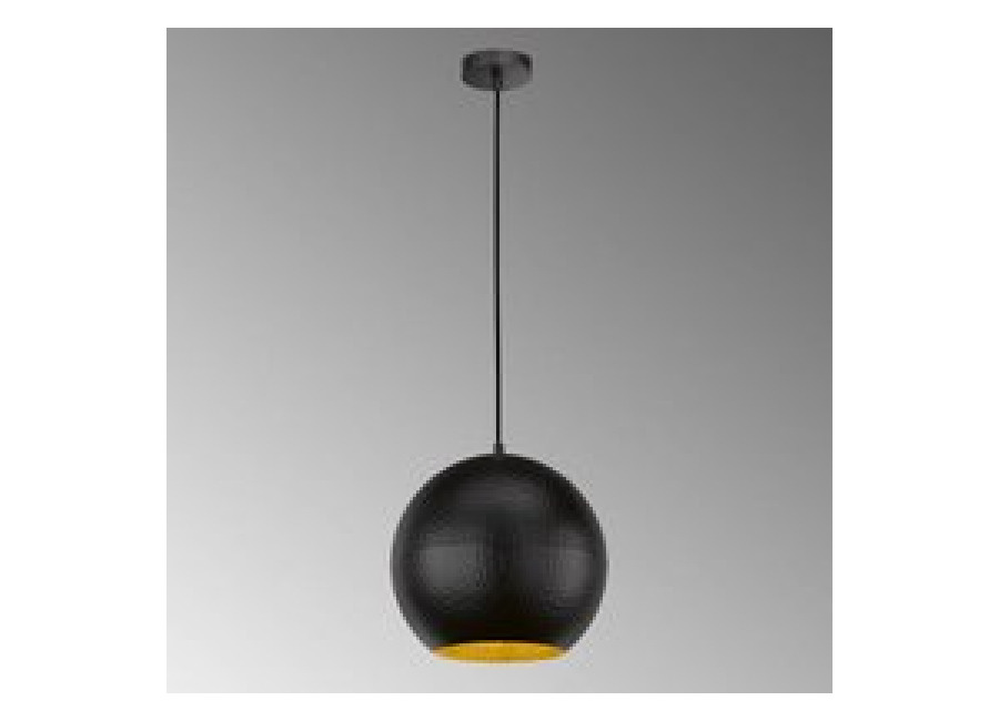Fischer & HONSEL Lámpara colgante Mylon, negro/oro, esférica