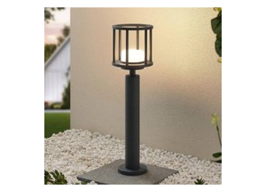 Lucande Bolardo luminoso Berenike, 60 cm, gris oscuro, metal, GX53