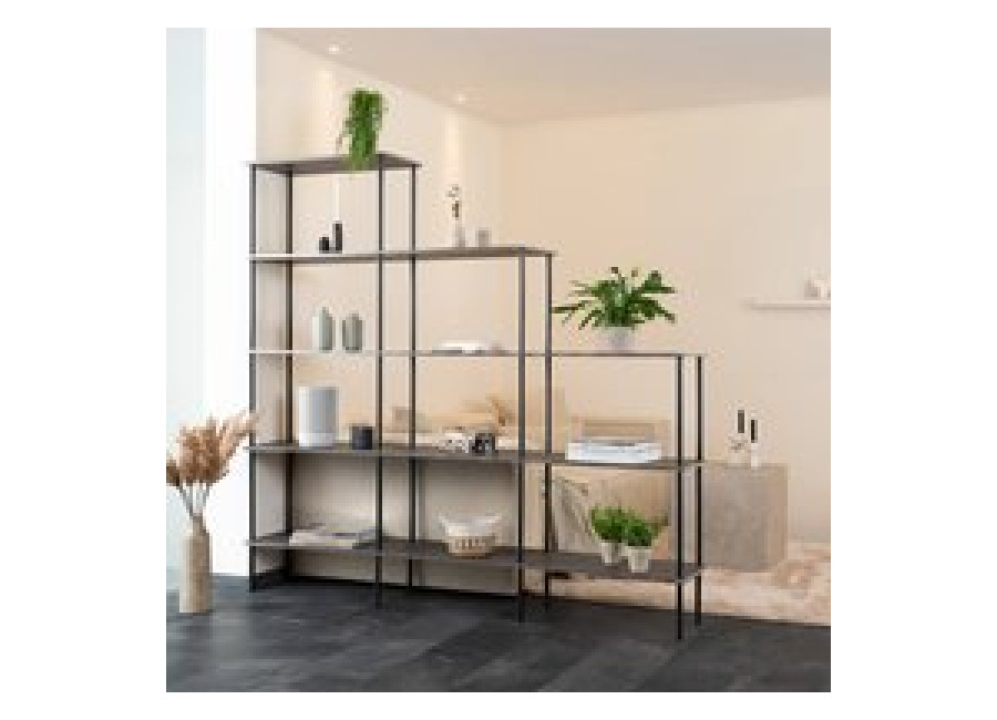 Home Deluxe Estantería INDU Roble Oscuro – (Largo x Ancho x Alto): 207 x 35 x 196 c