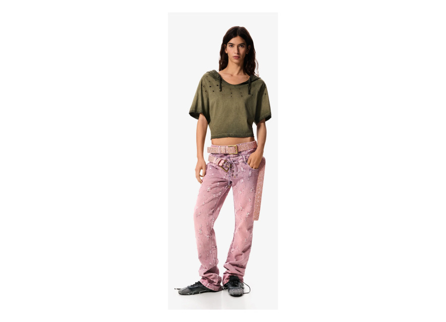 Desigual Pantalón vaquero Masha Popova, Mujer, Algodon, Rojo, 34