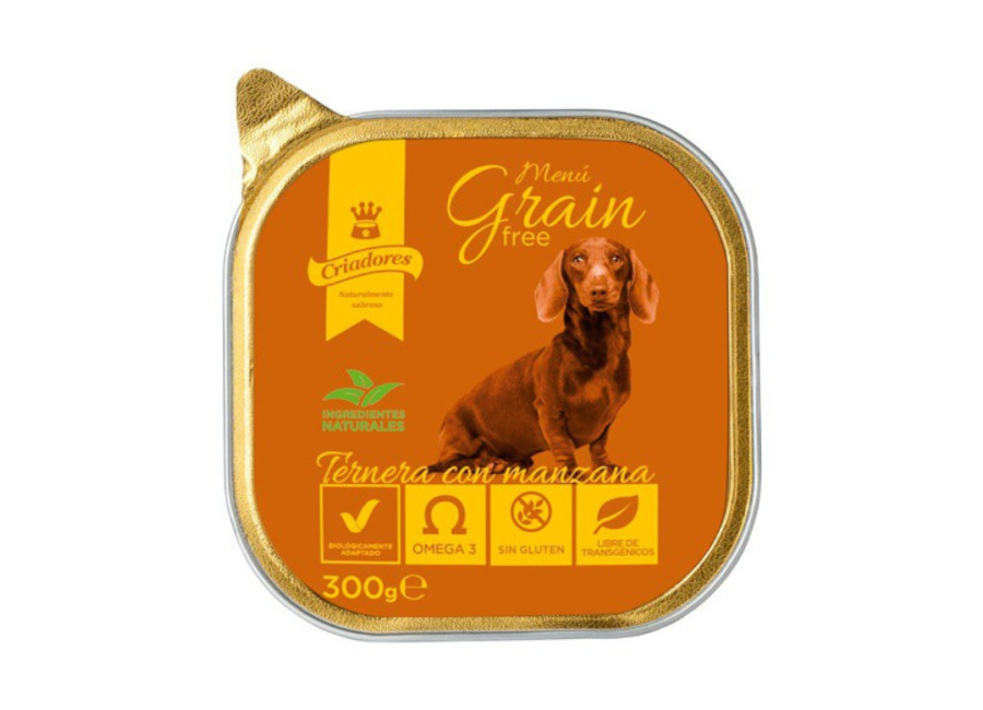 Criadores 24 tarrinas x 300 g Criadores Menú Grain Free Ternera y Manzana tarrina para perros ¡Pack Ahorro!