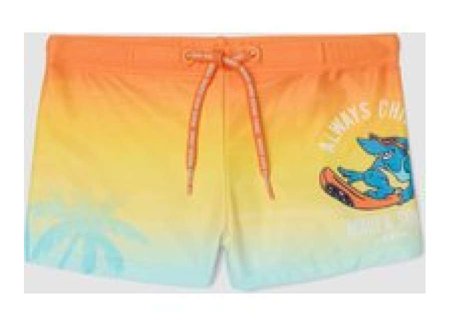 Maui Slip De Baño Multicolor Infantil En Tejido Elástico Con Estampado, Niño, Naranja/Azul Cielo, Talla: 5-6