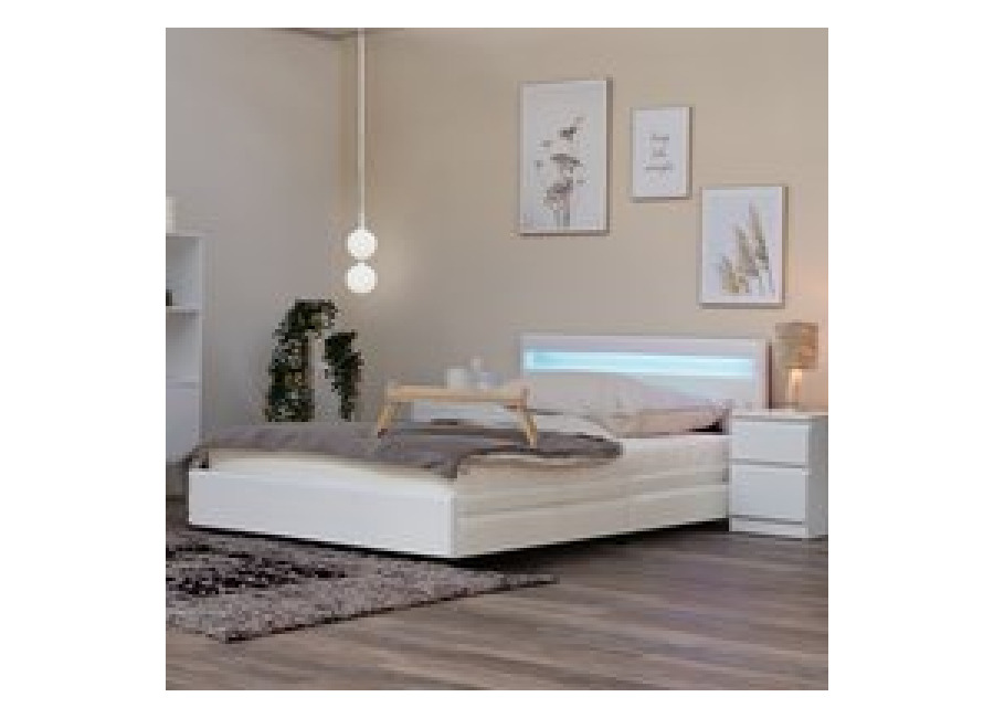 Home Deluxe Cama LED con cajones NUBE – 140 x 200 cm Blanco