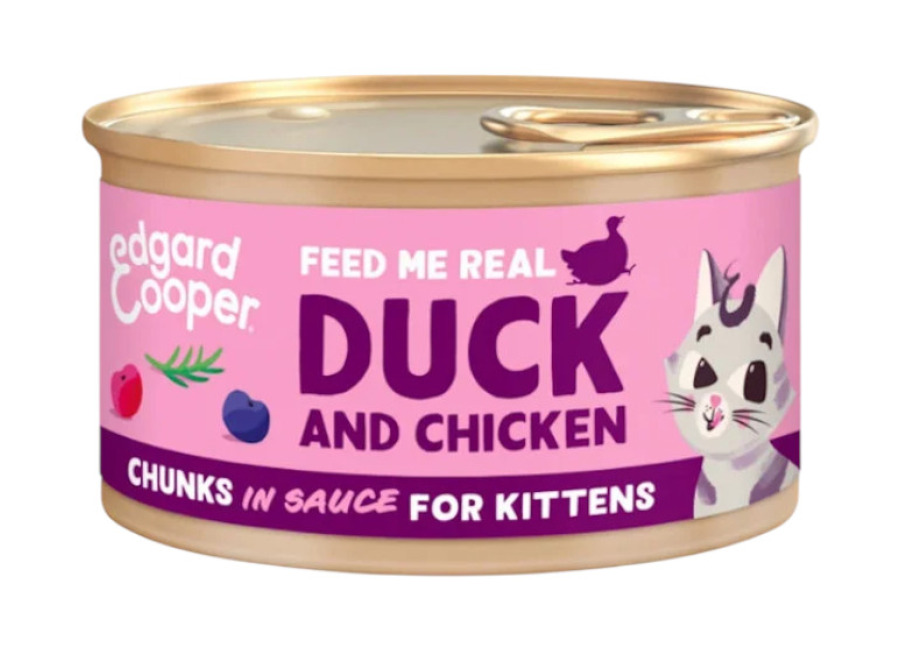 Edgard & Cooper 24 latas x 85 g Edgard & Cooper Kitten Trocitos de Pato y Pollo en Salsa lata para gatos ¡Pack Ahorro!