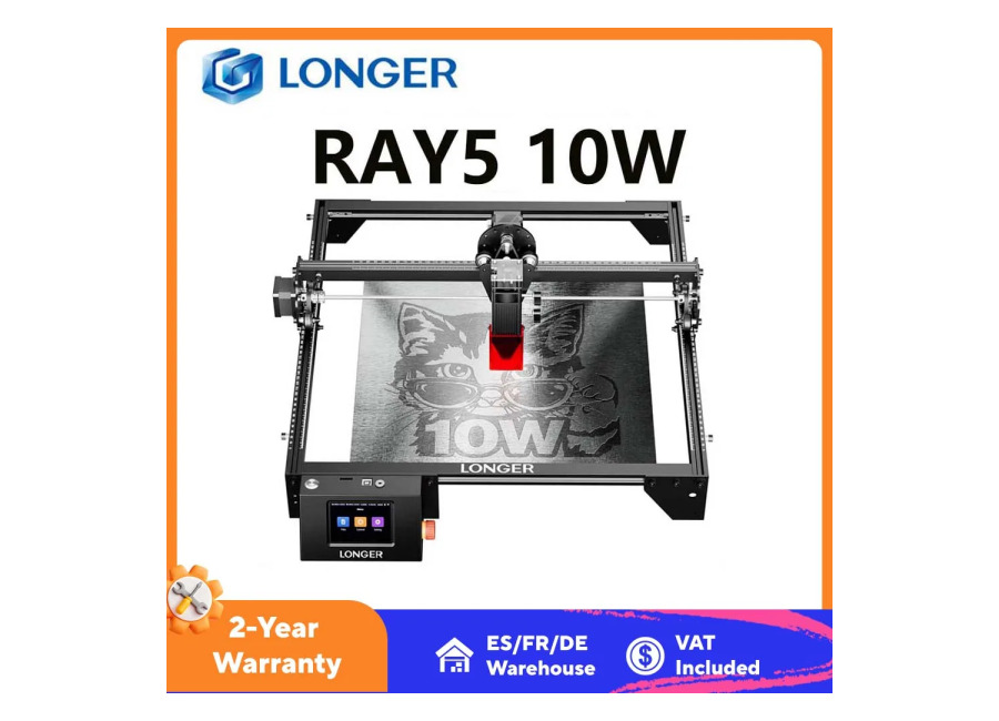 Grabador Láser LONGER RAY5 de 10W, Punto Láser de 0.06×0.06mm, Pantalla Táctil, Grabado sin Conexión, Chipset…