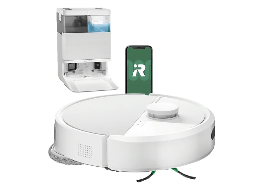 Irobot ROOMBA Robot friegasuelos – iRobot Roomba® Plus 405 Combo, 295 ml Depósito Polvo, 3l Agua Base, 3h Autonomía, Blanco