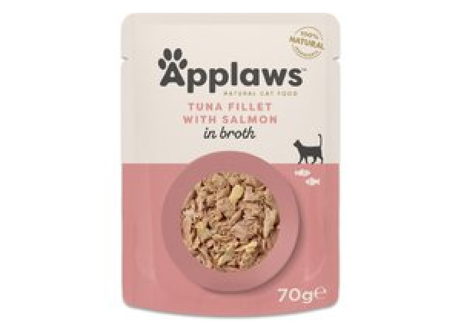 Pack de prueba Applaws Cat Natural en caldo 48 x 70 g – Filete de atún con salmón