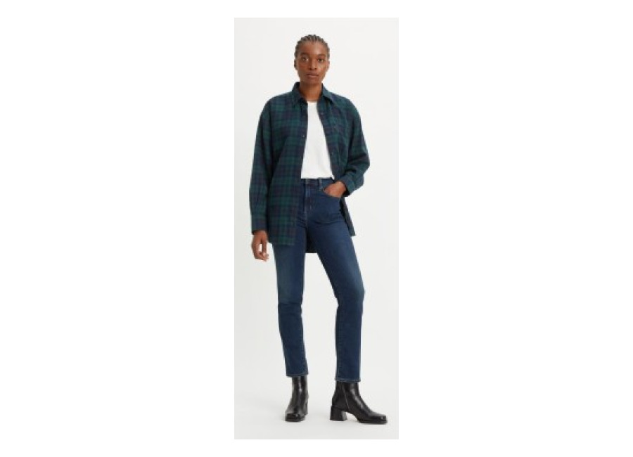 Levi’s para mujer. 18883-0208 Jeans 724 Recto Talle Alto marino (26/32), Casual, Algodón, Denim, Sostenible