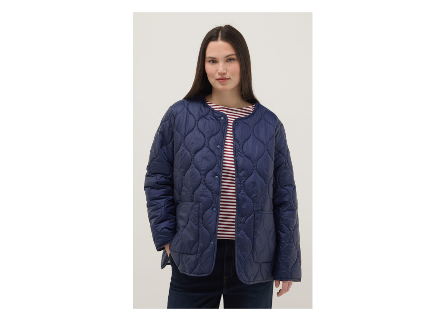 Mya Chaqueta Acolchada Azul Ajuste Regular Con Botones, Mujer, Azul marino, Talla: